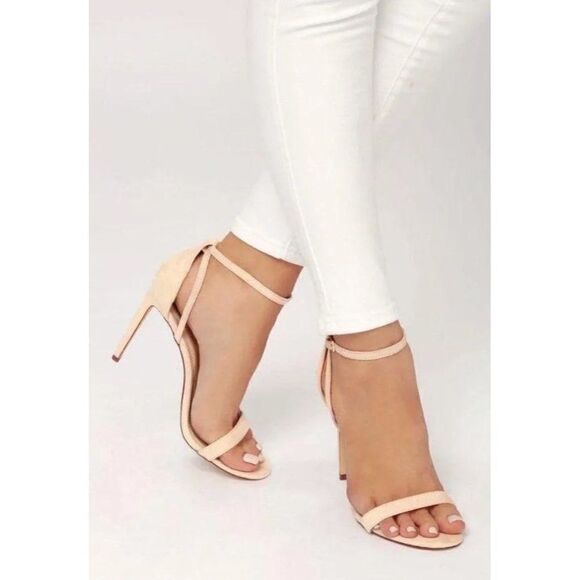 LuLu’s Women Nude Suede Ankle Strap Heel Size 8.5 - Picture 1 of 8